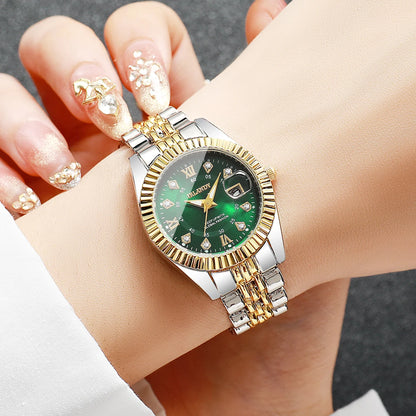 Luxury Rhinestone Women Quartz Wristwatch Stainless Steel Band Date Display Watches Reloj Mujer Girls Clock  (Without Box)