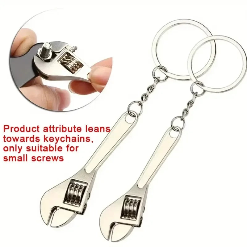 1pc Creative Tool Adjustable Wrench Spanner Key Chain, Metal Keychain For Men