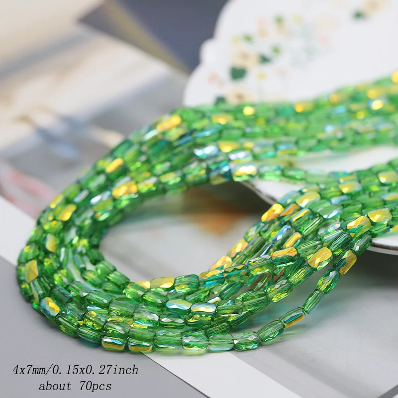 70pcs/lot Color Faceted Square Loose Beads Crystal Glass Beads Faceted Loose Spacer Beads for Jewelry Making DIY