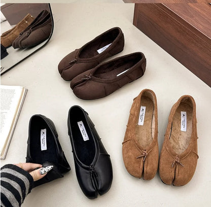 Fashion Bowknot Split Toe Women Tabi Ninja Ballet Flats Slippers Comfortable Walking Loafers Sweet Ladies All-match Mules Shoes