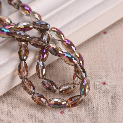 10pcs 12x8mm Oval Cylinder Faceted Cut Crystal Glass Loose Crafts Beads for Jewelry Making DIY