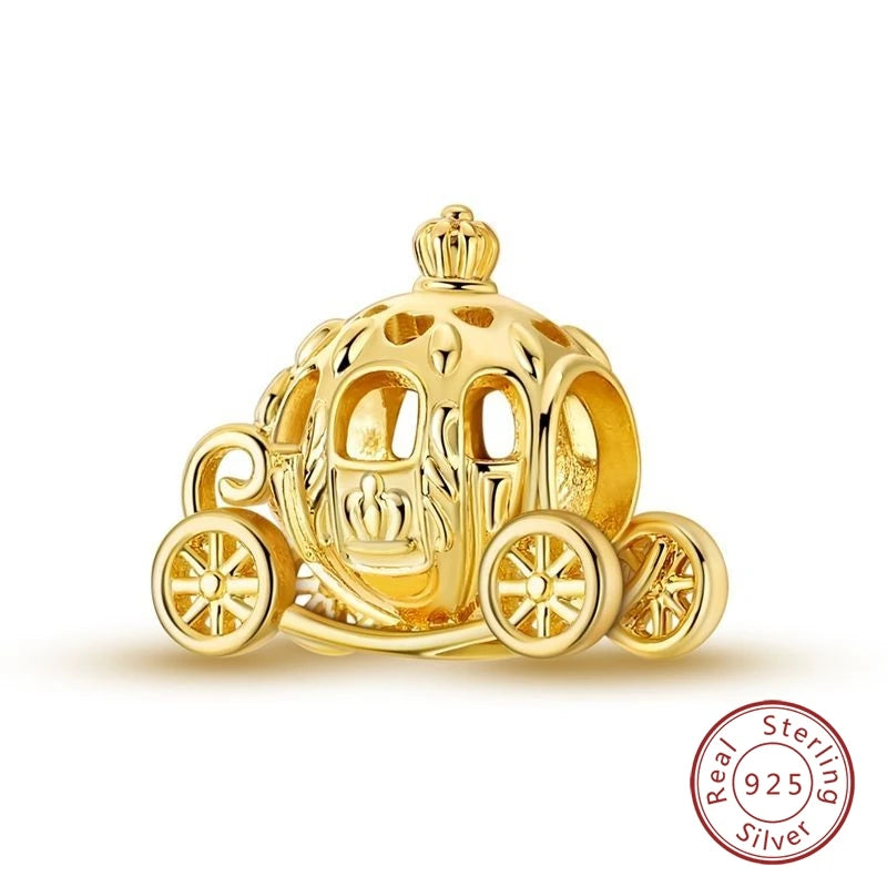 Hot Sales 925 Sterling Silver Golden Series Charms Leopard Little Bear Starfish Bow Bead Fit Original Bracelet DIY Women Jewelry