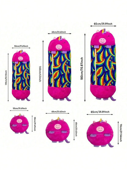 Cartoon Kids Sleepsacks Plush Sleeping Bag with Pillow for Boys & Girls Baby Animal Sleep Sack with Doll Pillow for Birthday