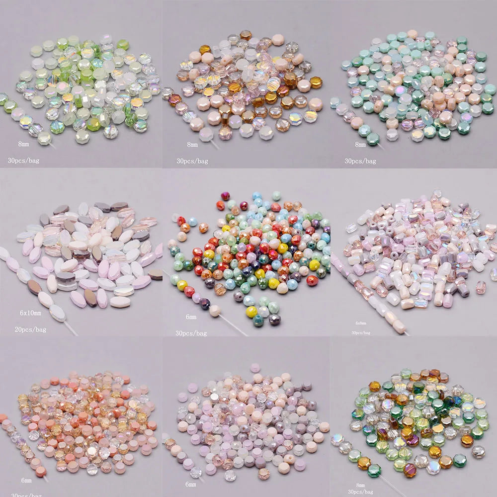 Multiple Styles Shapes Heterogeneous Multi-color Faceted Crystal Glass Beads for Jewelry Making DIY Necklace