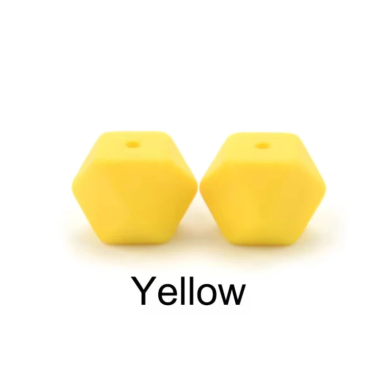 LOFCA 10pcs 14mm/ 17mm Hexagon Silicone Beads  For Jewelry Making Bulk DIY Necklace Pacifier Chain  Popular Jewelry Accessories