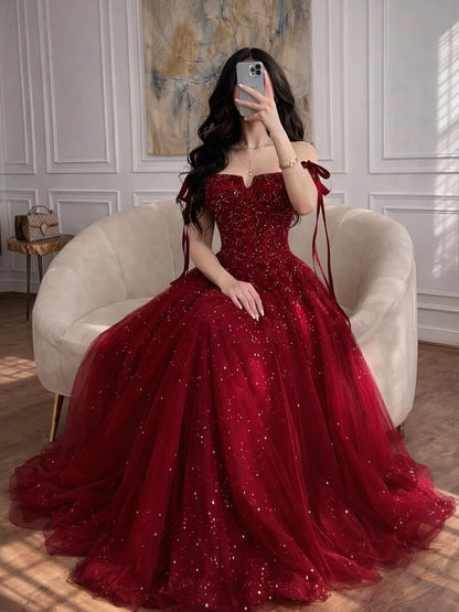 ED Red Prom Dresses for Special Occasions Customized Luxurious Women's Evening Dresses Brands A-line Wedding Dress Party