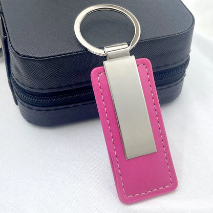 Hot Custom Logo Metal Stainless Steel for Car Moto Keychain Men and Women Keyring Leather Engraved Engraving Key Chain Gift