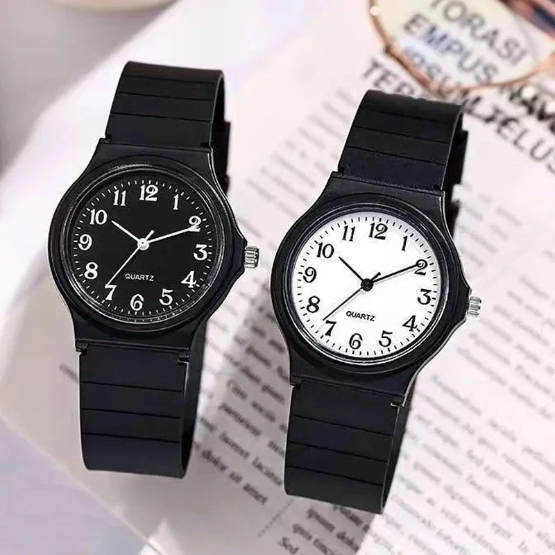 Simple Women's Quartz Watch Waterproof Silicone Strap Round Small Dial Student Exam Watch for Ladies