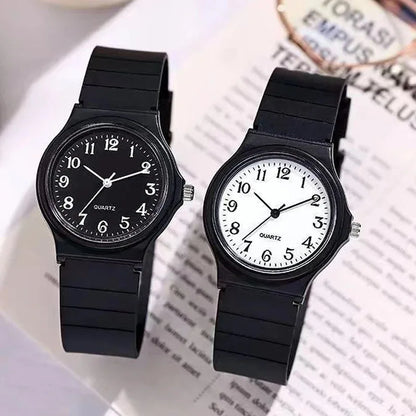 Simple Women's Quartz Watch Waterproof Silicone Strap Round Small Dial Student Exam Watch for Ladies