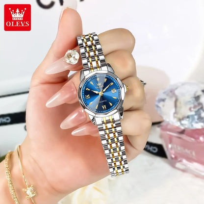 OLEVS 9998 Women Watch Luxury Original Quartz Fashion Brand Diamond Waterproof Luminous Wristwatch Calendar Window Elegance Design For Women