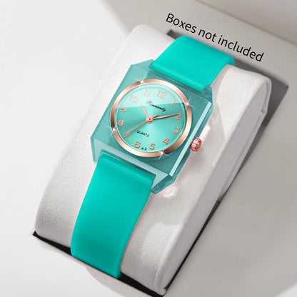 Elegant Square Women Quartz Watch Fashion Silicone Band Arabic Dial Ladies Wristwatches Relogio Feminino Clock (Without Box)