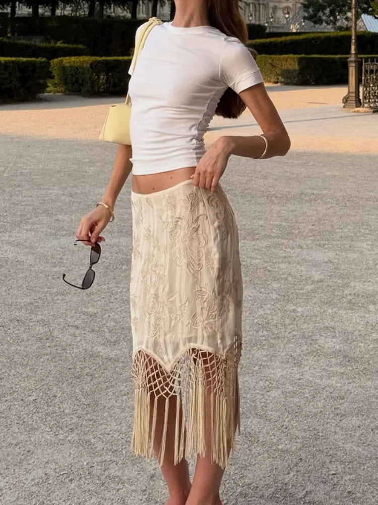 Vintage Embroidered Blouse Tie V Neck Cutout Patchwork Fringe Hem Puff Long Sleeve Tunic Cover Up Women's Relaxed Holiday Wear