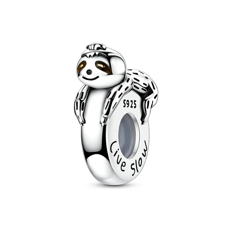 Original 925 Sterling Silver Clip Charm Inlaid Zircon Cat Butterfly Charm Silicone Spacer Beads For Women Bracelet DIY Jewelry