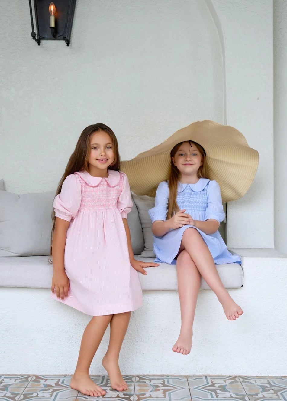 Clearance sale AS SS26 pinstripe blue & pink smocking collection shabbos brother sister family matching 100% cotton clothing
