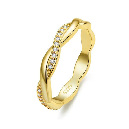 WOSTU Wedding Band Rings for Women 925 Sterling Silver AAA Zircon Stackable Engagement Crossed Rings Simple Jewelry Party Gift