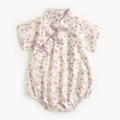 0-18M Summer Baby Girl Boys Clothing  Rompers Jumpsuit Short-sleeved Floral Print  Cute Soft Newborn Infant Baby Kimono Playwear
