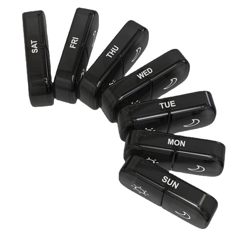 Weekly Pill Organizer 2 Times a Day, 7 Day AM PM Pill Box, Portable Detachable Medicine Container for Vitamins