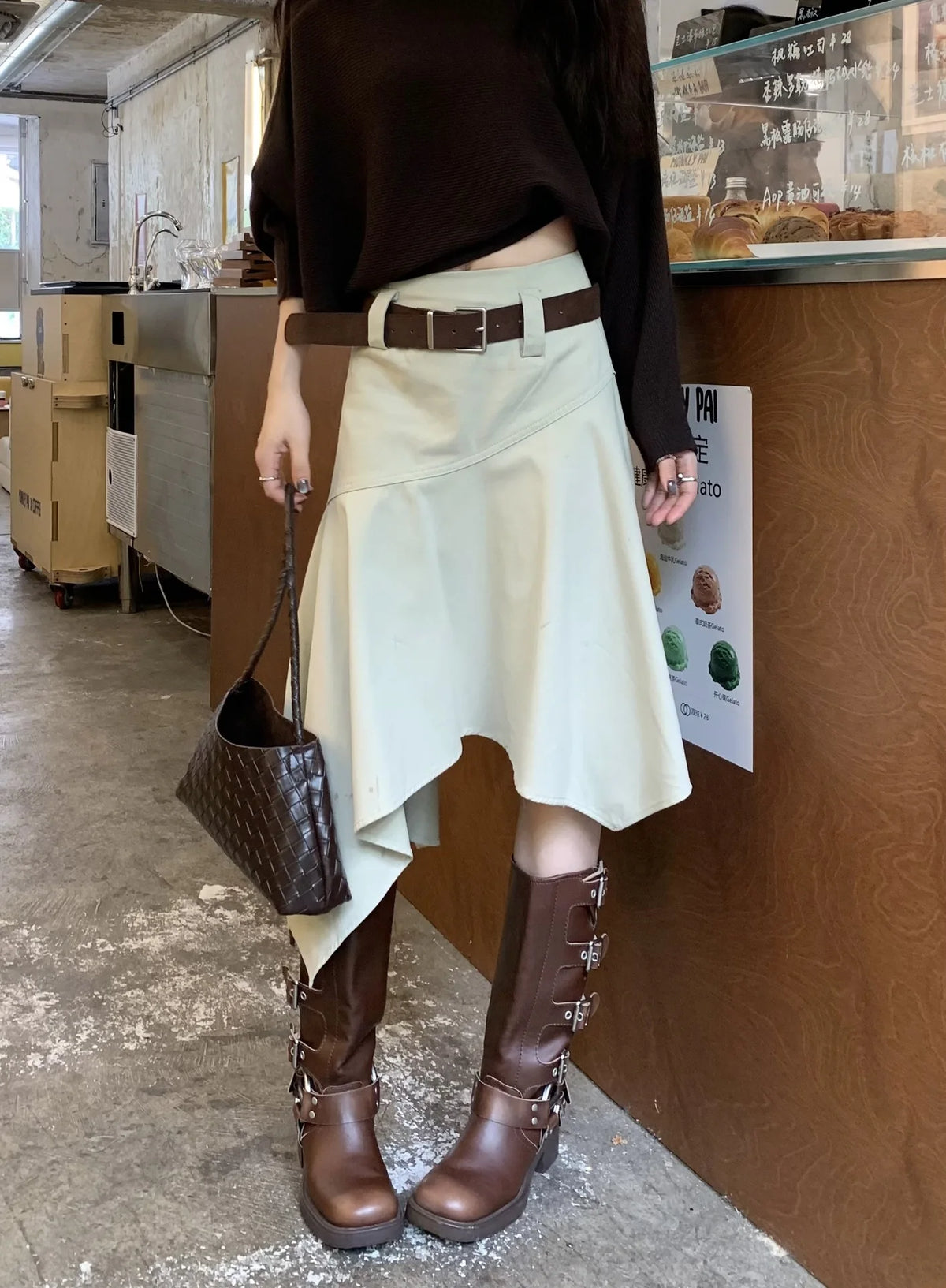 Women's Skirts 2026 Spring Autumn Vintage Irregular Skirt Fashion Unique Design Flowy A Line Mid Skirt