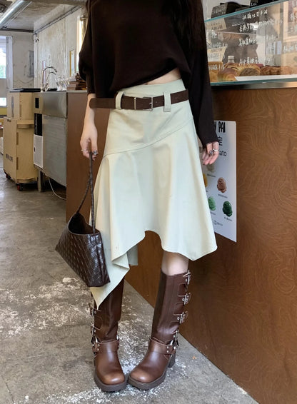 Women's Skirts 2026 Spring Autumn Vintage Irregular Skirt Fashion Unique Design Flowy A Line Mid Skirt