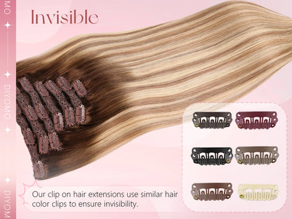 Natural Black Straight Human Hair Extensions Set of 7 PU Clip-In Invisible Wefts 116g Lightweight for Women Hairdressing