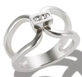 Crystal High End Non Tarnish Fashion Geometric Open Gold Plated Stainless Steel Rings for Women Wedding Ring Jewelry