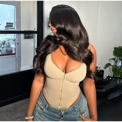 Sexy Slim Corset Women's Bodysuit V-neck Zipper Sleeveless Backless Romper Female 2026 Spring Summer Lady Chic Bustier Nighty