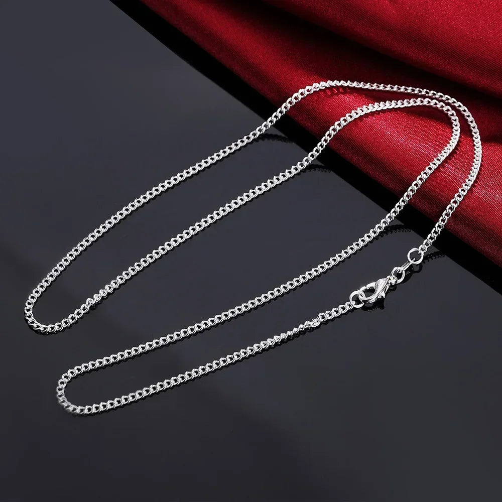 Hot 925 Sterling Silver 2MM String Chain Necklace For Women Men 16-30 Inches High Quality Popular Party Brands Jewelrys Gifts