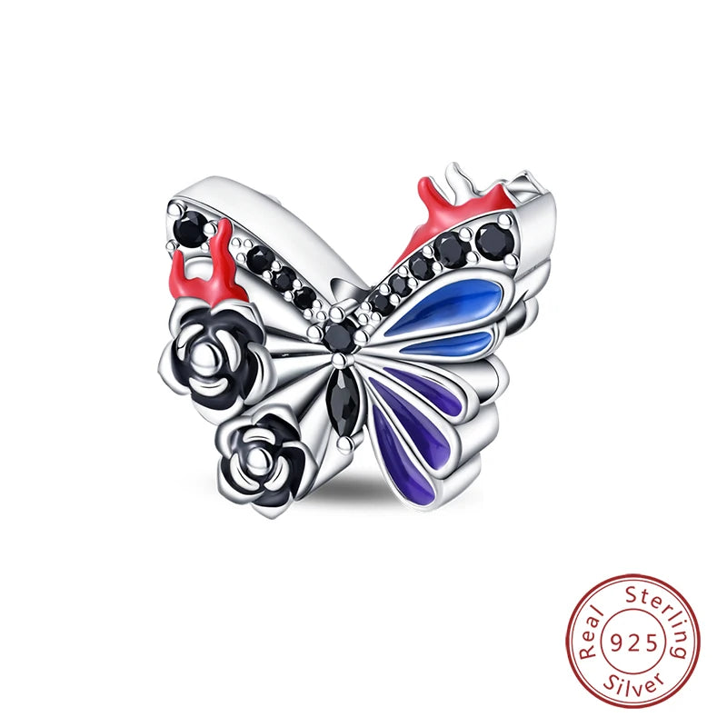 NEW 925 Sterling Silver Fashion Tarot Pendants Mysterious Spirit Snake Skull Rose Charms Beads Fit Qikaola Bracelets DIY Jewelry