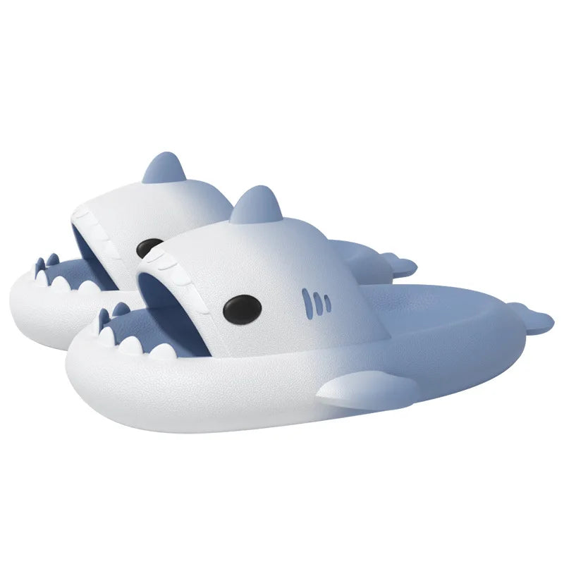 Summer Funny Cute Women Gradient Shark Slippers Men Outdoor Soft EVA Beach Sandals Couple Indoor Floor Non-slip Thick Flip Flops