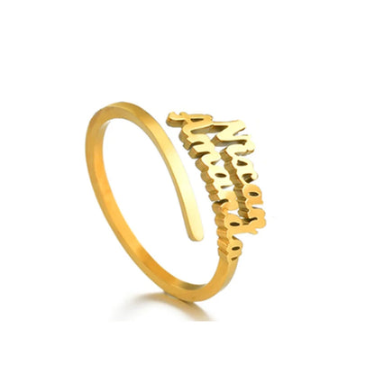 Treebud Custom Name Rings for Women Men Stainless Steel Personalized Nameplate Adjustable Ring Jewelry Gifts Dropshipping