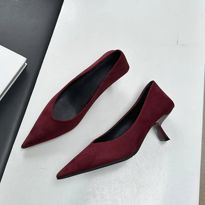 SUOJIALUN 2024 Autumn Pointed Toe Women Sexy Shallow Slip On Pumps Shoes Fashion Thin High Heel Ladies Elegant Dress Boat Shoes