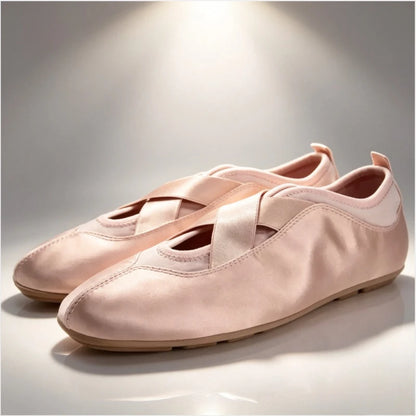 Brand Designer Women's Ballet Flats Round Toe Soft Sole Lightweight Satin 2026 Spring Sweet Dancing Mary Jane Shoes for Ladies