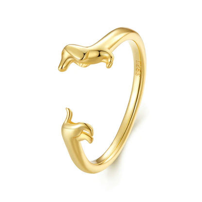 WOSTU 925 Sterling Silver Pet Cat Stackable opening Ring For Women Snake Dog Adjustable rings Fine Jewelry Party Birthday Gift