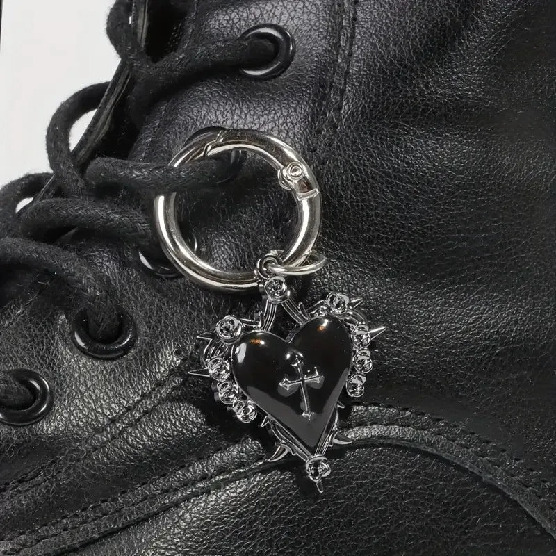 1pair/2pcs Gothic Style Rose Heart Cross Shoe Boot Pendants Suitable for Parties And Daily Wear Personalized DIY Decorations