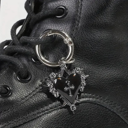 1pair/2pcs Gothic Style Rose Heart Cross Shoe Boot Pendants Suitable for Parties And Daily Wear Personalized DIY Decorations