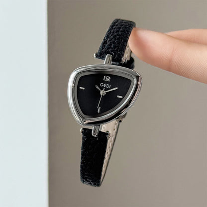 Retro-Chic Irregular Women's Watches Creative Triangle Small Dial Genuine Leather Strap Water-Resistant Quartz Women's Watch