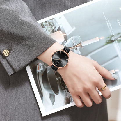 NIBOSI Fashion Quartz Watch Female Luxury Lady Clock Waterproof Leather Band Creative Simple Women's Watches Montre Femme Gift