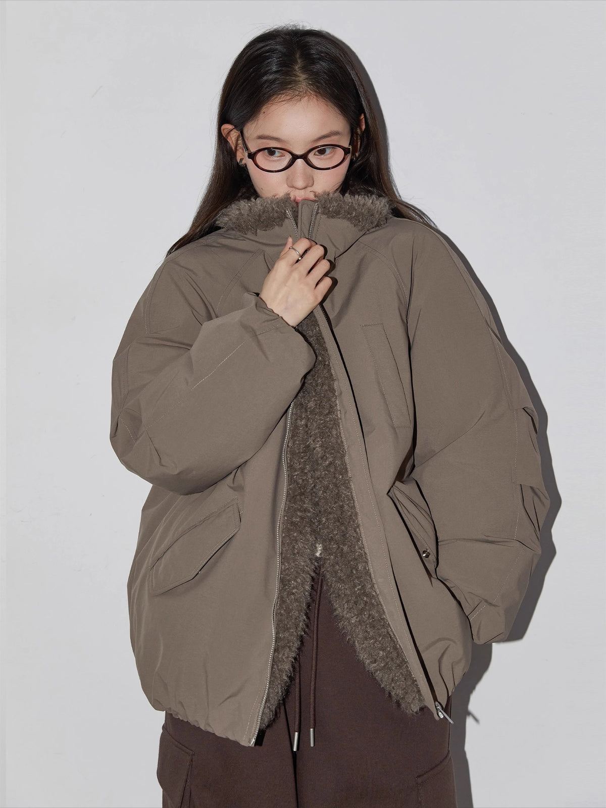 CHIC VEN Women Down Coats Loose Casual 90 White Duck Down Jacket Plush Splice Female Warm Overcoat Autumn Winter 2025