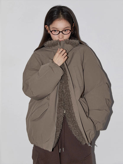 CHIC VEN Women Down Coats Loose Casual 90 White Duck Down Jacket Plush Splice Female Warm Overcoat Autumn Winter 2025