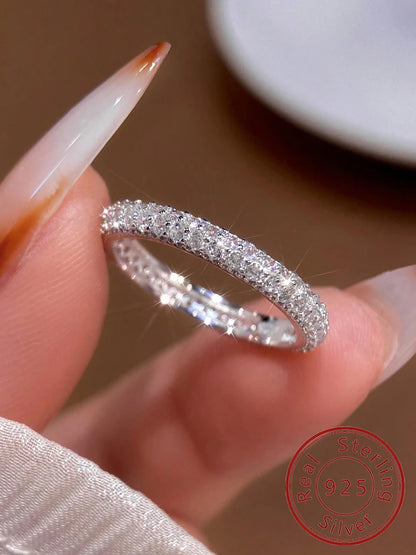 925 Sterling Silver Gorgeous Sparkling Double Layer Zircon Ring For Women Engagement Wedding Luxury High Quality Fine Jewelry