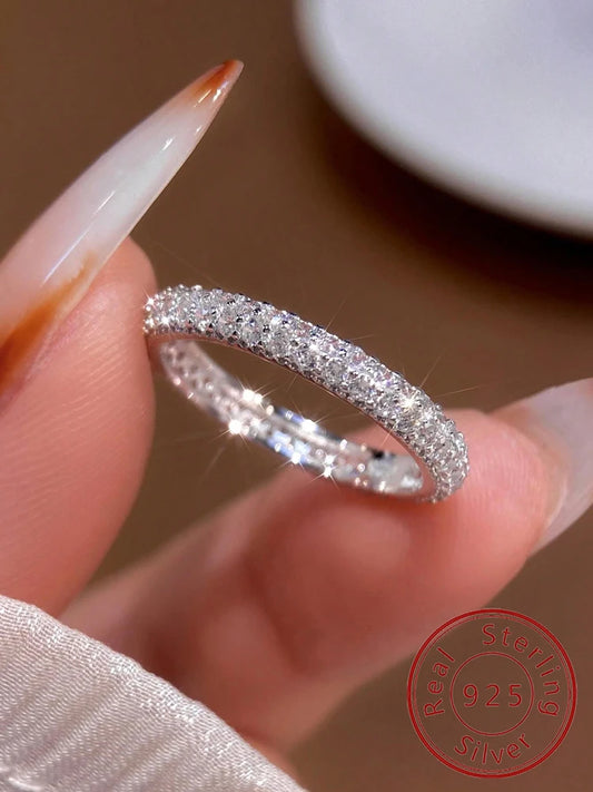 925 Sterling Silver Gorgeous Sparkling Double Layer Zircon Ring For Women Engagement Wedding Luxury High Quality Fine Jewelry