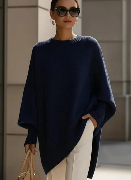 New women's autumn and winter round neck long-sleeved tops knitted pullover loose lazy style solid color women's casual sweater