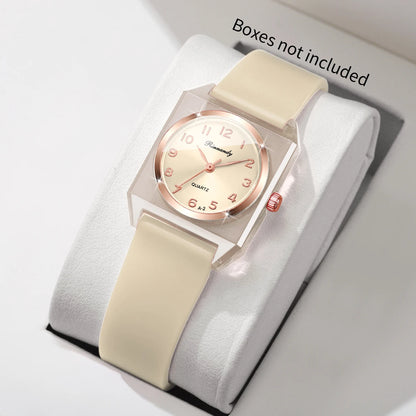 Elegant Square Women Quartz Watch Fashion Silicone Band Arabic Dial Ladies Wristwatches Relogio Feminino Clock (Without Box)
