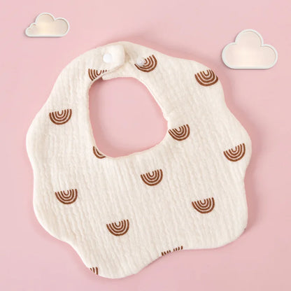 Baby Gauze Bibs Pure Cotton Class A Saliva Towel Milk Spilt Prevent Grass and Wood Dyed 360 Degrees Newborn Bib