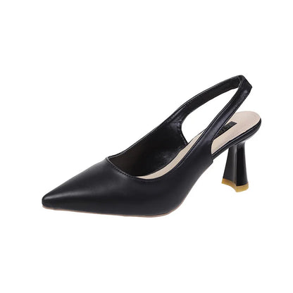 Summer Fashion New Breathable Pointed Toe Stiletto Heel PU Comfortable and Elegant Women's Shoes Shallow Mouth Sexy Sandals