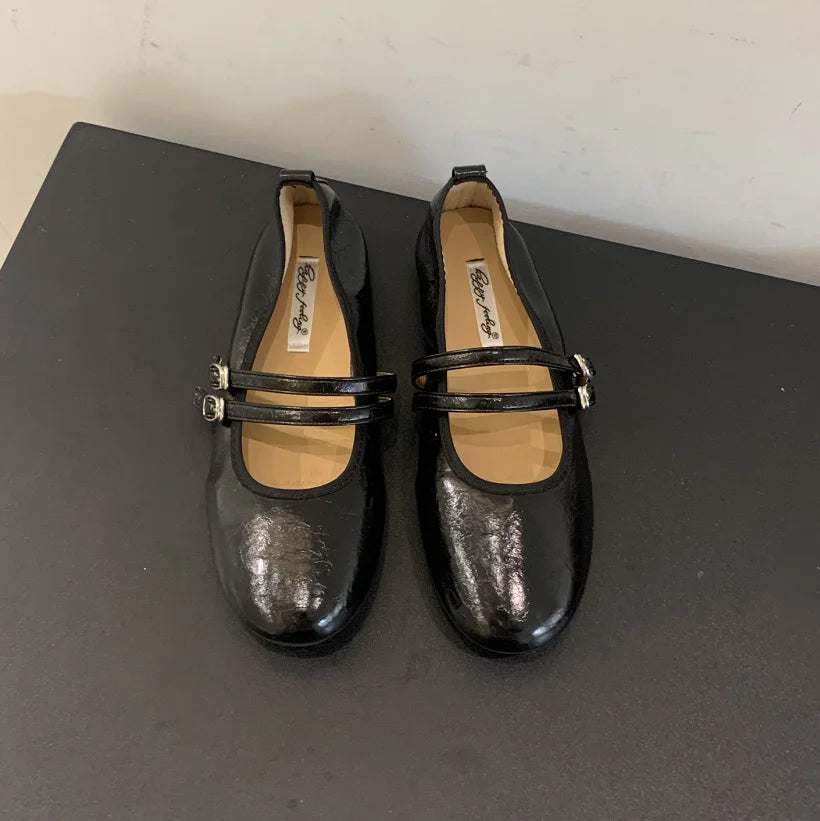 Female Shallow Luxury Fashion Buckle Strap Footwear New In 2026 Ladies Flats With Shoes Flats Mary Janes Shoes