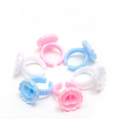 Wholesale100Pcs  Tools Lash Disposable Container Tattoo Pigment Eyelash Extension Cup Rings Holder Eyelash Glue Fan Supplies