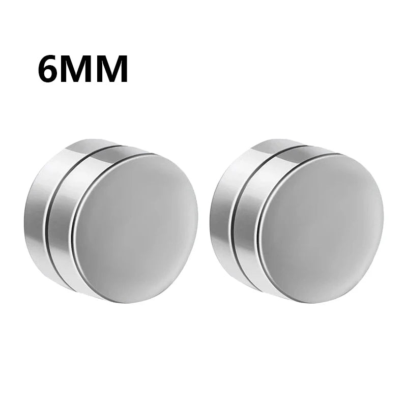 Crystal Strong Magnetic Ear Stud Clip Earrings for Men and Women Punk Round Zircon Magnet Earrings Non Piercing Jewelry