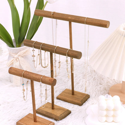 Wooden Jewelry Bracelet Storage Display Chain Watch T-Bar Rack Organizer Hard Stand Holder Jewelry Display Bracelet Display Rack