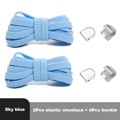 1 Pair Flat Elastic No-Tie Shoe Laces for Sneakers Tennis Shoes Quick Clip-On Shoelaces Accessories for Kids & Adults